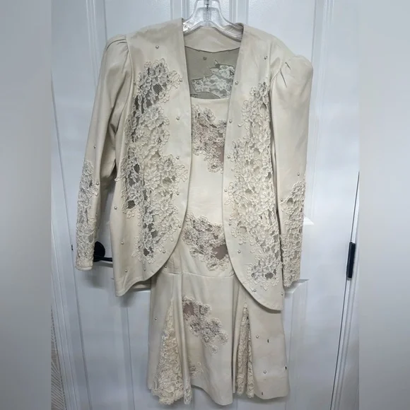Dresses | Ivory Genuine Leather Custom Made Cocktail Dress And Jacket
